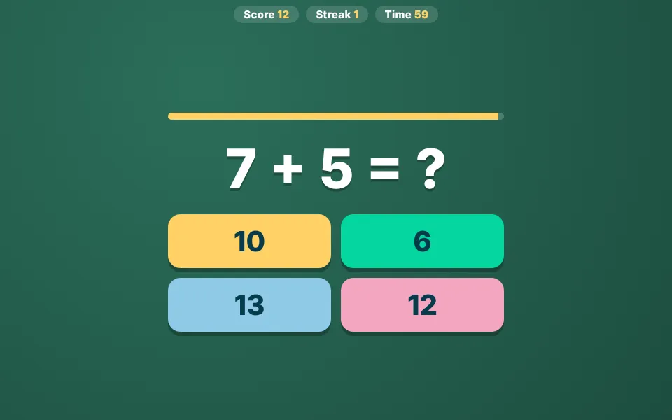 Math Sprint – free online game for kids